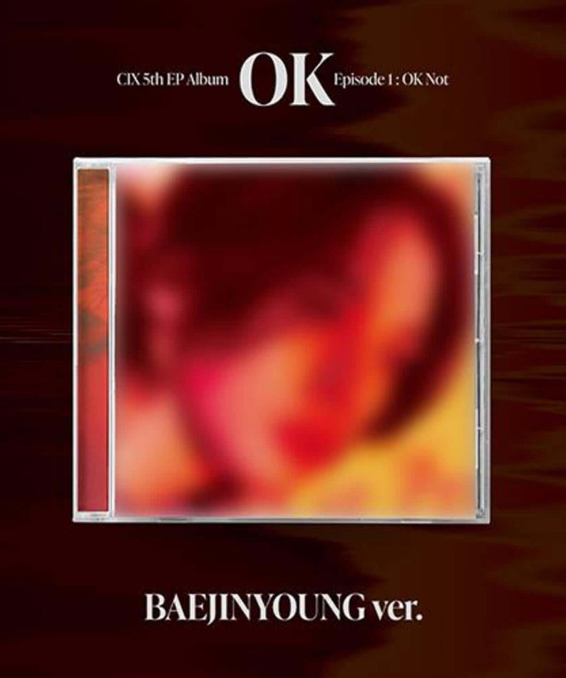 CIX - 5th EP ALBUM [OK’ Episode 1 : OK Not] - Album Kpop : pochette BAEJINYOUng ver. sur fond rouge flou
