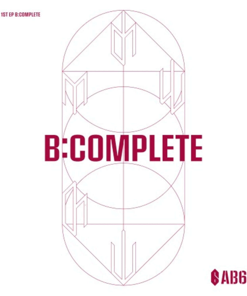 AB6IX - 1st Album [B:COMPLETE] I VER. - Album Kpop, couverture B:COMPLETE rose/blanc, style graphique minimal, marquage AB6IX.