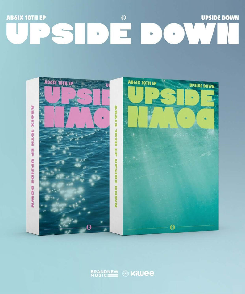 AB6IX - AB6IX 10TH EP [UPSIDE DOWN] (kiwee ALBUM) (Random 1 of 2) : pochette Kpop, visuel double album sur fond bleu.