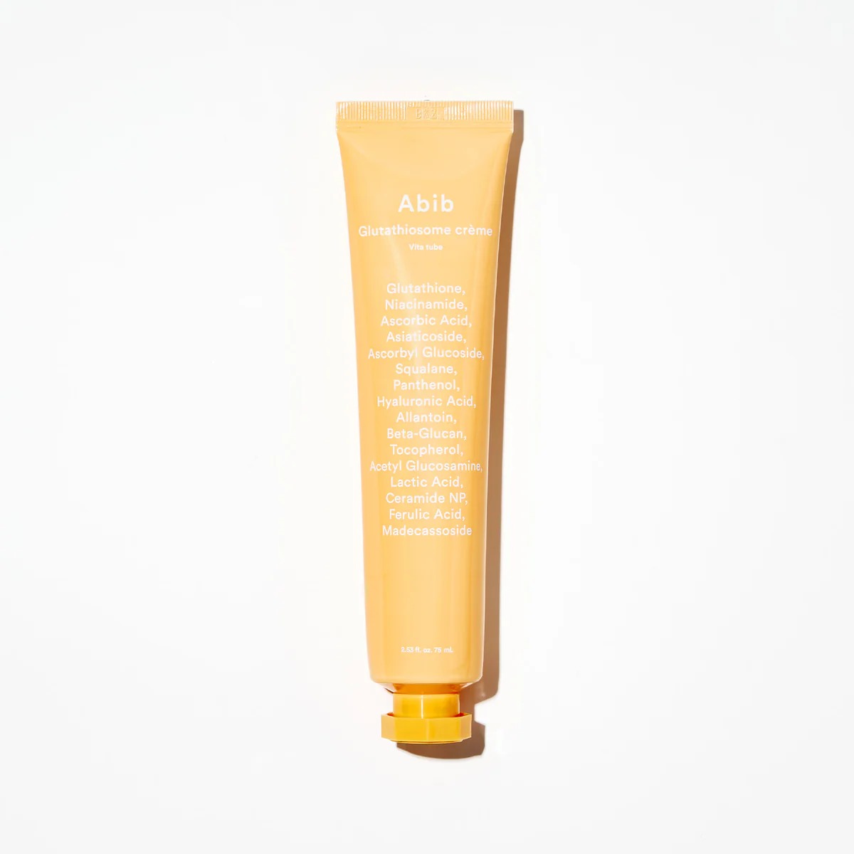 ABIB Glotathiosome Dark Spot Cream Vita Tube 75ml Abib, sur fond blanc : tube crème pour taches brunes.