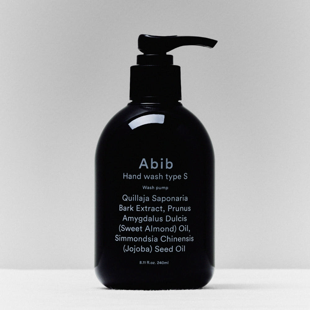 ABIB  Hand Wash Type S Wash Pump 240ml, gel nettoyant mains Abib noir sur fond clair, pompe visible.