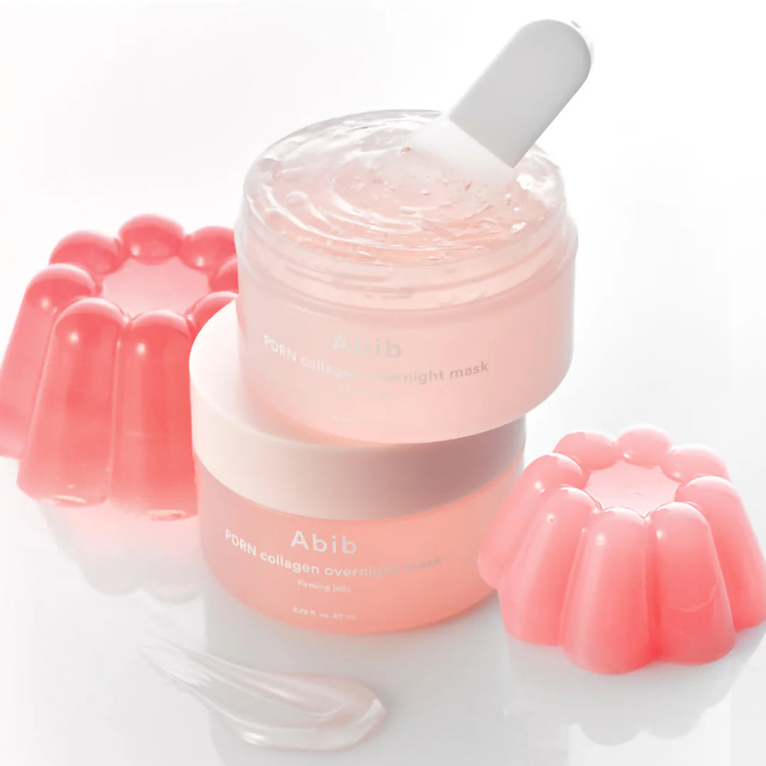 ABIB  PDRN Collagen Overnight Mask Firming Jelly 80ml, pot de masque nuit gélifié sur fond blanc, visuel produit marque ABIB.