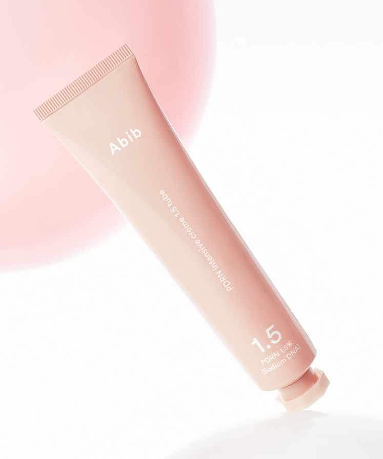 ABIB  PDRN Intensive Cream 1.5 Tubes 75ml, tube crème ABIB sur fond clair, contexte visuel produit en gros plan