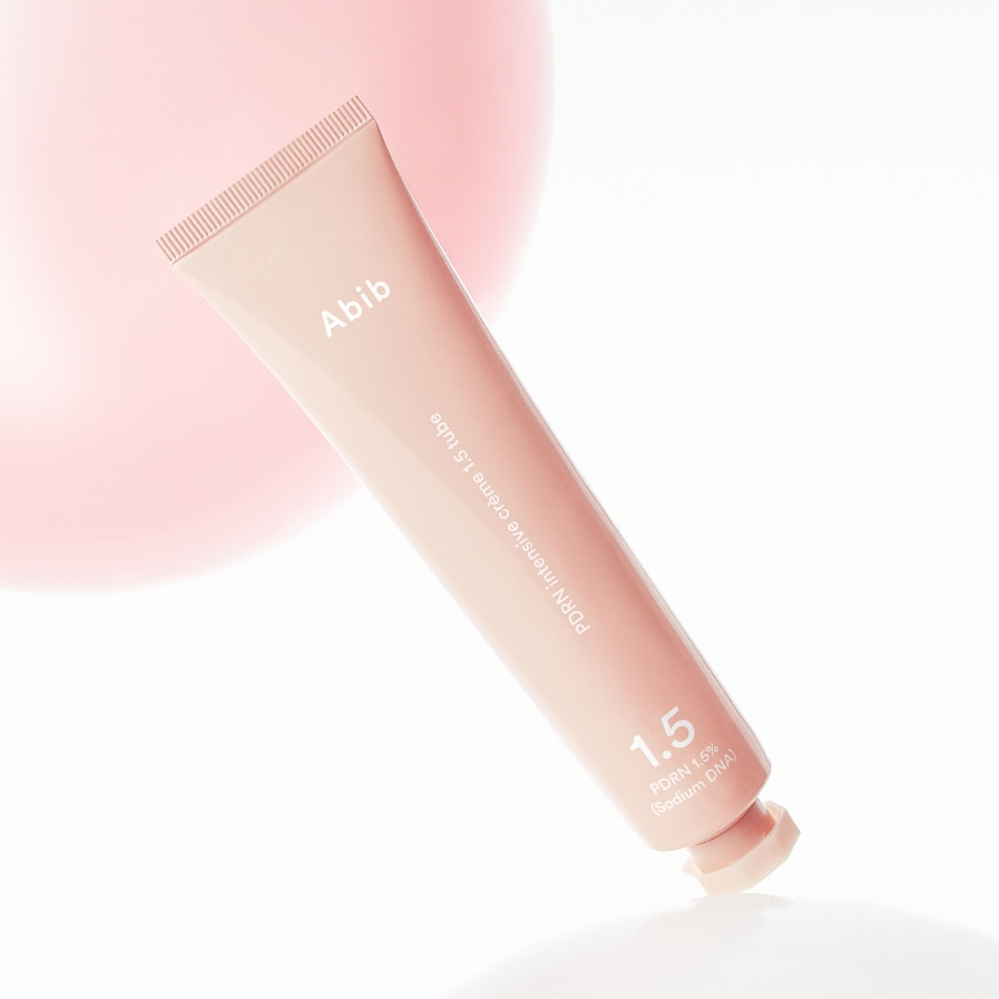 ABIB  PDRN Intensive Cream 1.5 Tubes 75ml, tube crème ABIB sur fond clair, contexte visuel produit en gros plan
