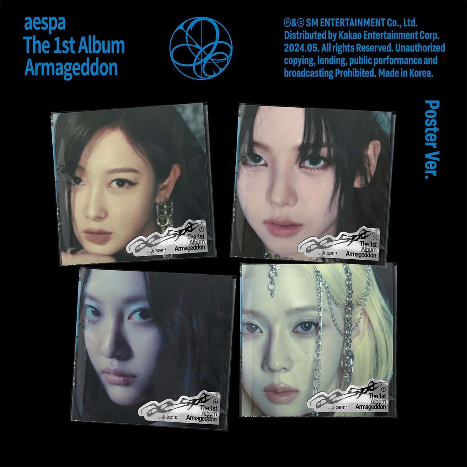 AESPA - 1st Album [Armageddon] (Poster Ver.) (Random) - Album Kpop : posters visuels avec visages, style sombre, boîte AESPA
