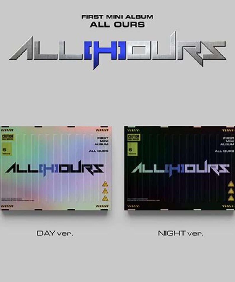 ALL(H)OURS - 1st Album [ALL(H)OURS FIRST MINI ALBUM ] (Set of 2) - Album Kpop, visuel Day & Night versions sur fond gris.
