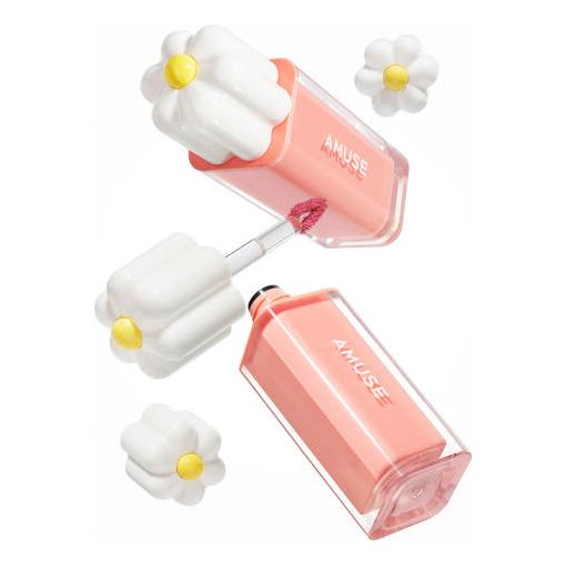 AMUSE Dew Tint de la marque AMUSE, flacons maquillage en style confetti, fond clair, aspect teintée et lumineuse.