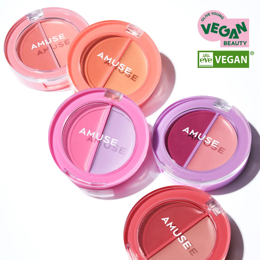 Décris l'image en français en mentionnant le produit, la marque et le contexte visuel : AMUSE Lip & Cheek Healthy Balm.