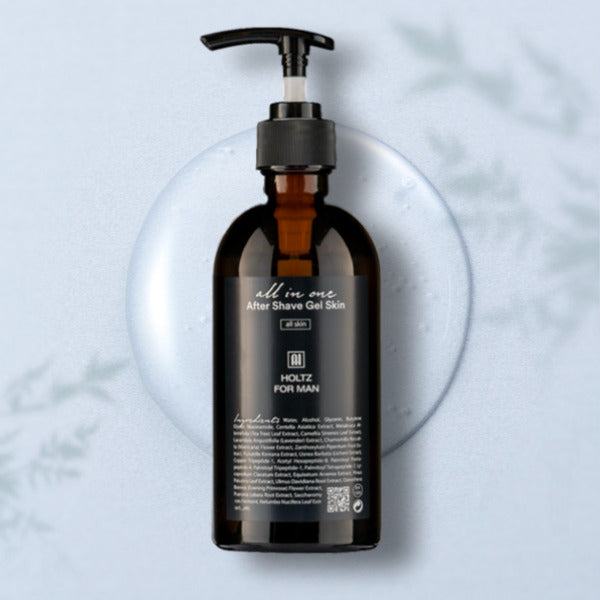 ANNA HOLTZ For Man Men's All-in-One After Shave Gel Skin 300ml : flacon de gel après-rasage sur fond clair, marque visible
