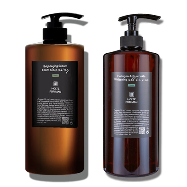 ANNA HOLTZ For Men Cleansing Foam All-in-One 2 Pieces Set, flacons noirs sur fond blanc, marque HOLTZ for MAN