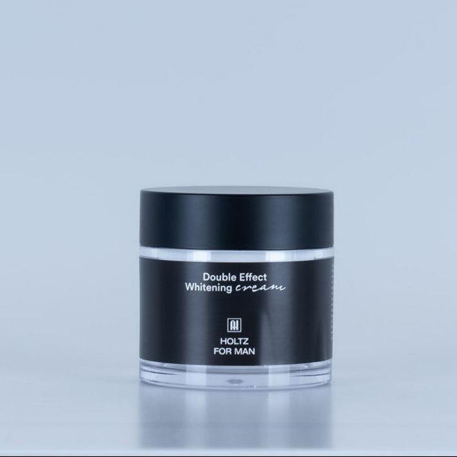 ANNA HOLTZ For Men Double Effect Whitening Cream 100ml : pot noir Double Effect sur fond clair, crème blanchissante pour homme.