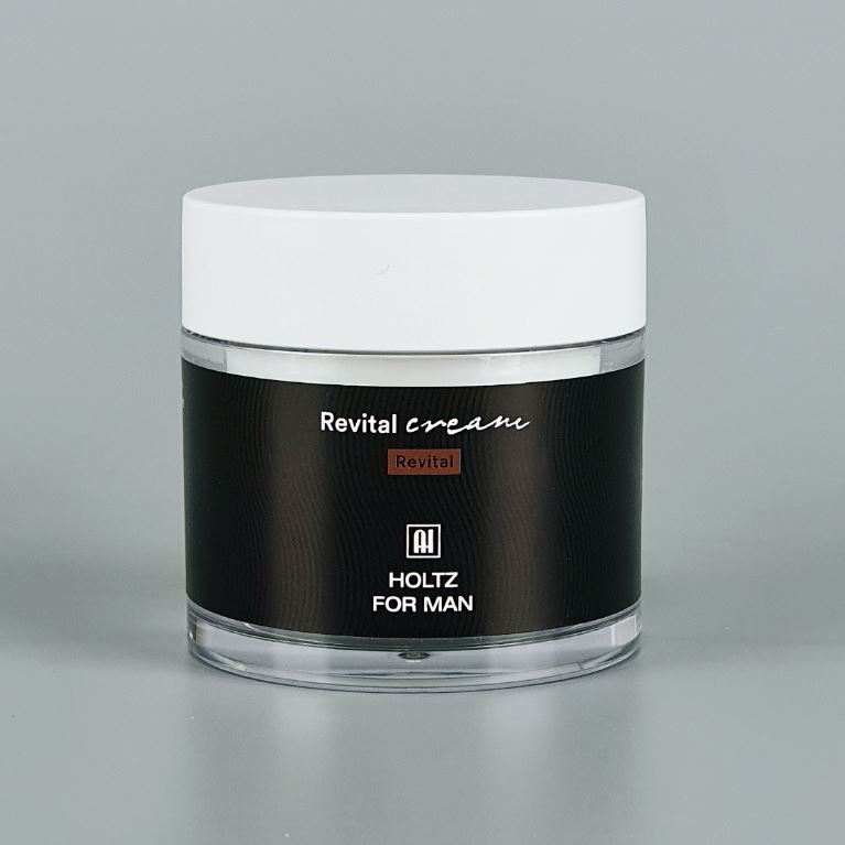 ANNA HOLTZ For Men Revital Cream 100ml, pot noir et blanc sur fond gris, produit cosmétique homme de la marque ANNA HOLTZ.