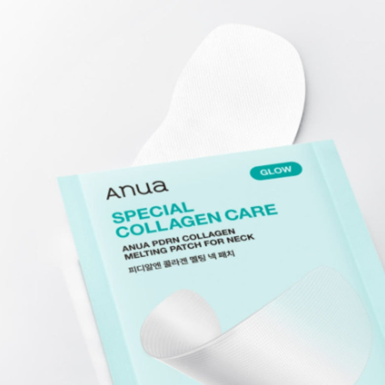ANUA PDRN Collagen Melting Patch for Neck 4ea, patch blanc sur fond clair, emballage ANUA Special Collagen Care