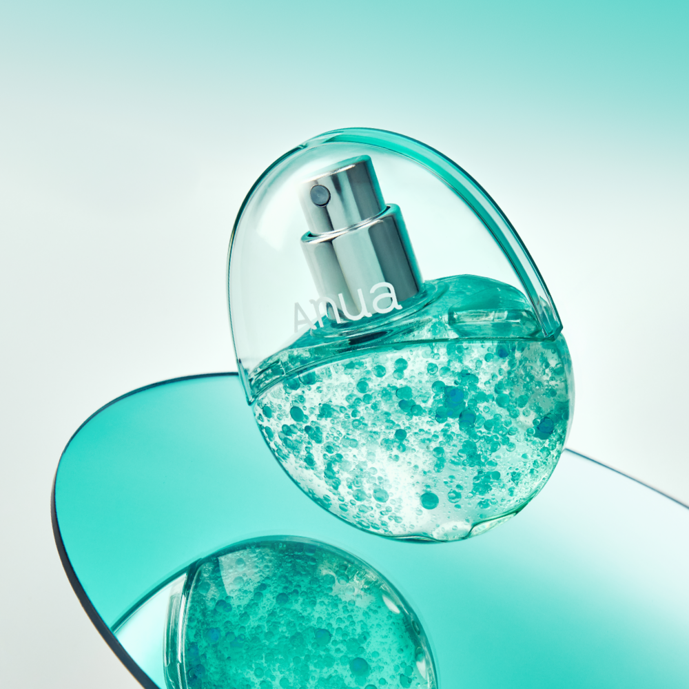 ANUA PDRN Hyaluronic Acid Moisture Capsule Mist 30ml, brume hydratante Anua, flacon turquoise sur fond clair, visuel produit