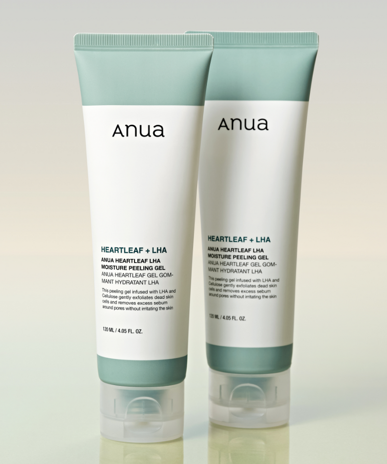 ANUA Heartleaf + LHA Moisture Peeling Gel 120ml de la marque Anua, deux tubes crème verte sur fond clair.