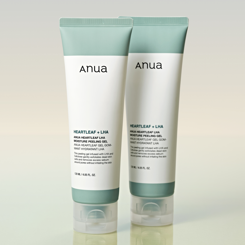 ANUA Heartleaf + LHA Moisture Peeling Gel 120ml de la marque Anua, deux tubes crème verte sur fond clair.
