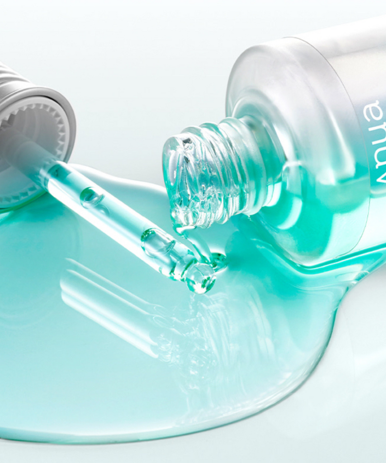 ANUA PDRN + Hyaluronic Acid Capsule 100 Serum 30ml, marque ANUA, texture liquide turquoise sur flacon, visuel produit.