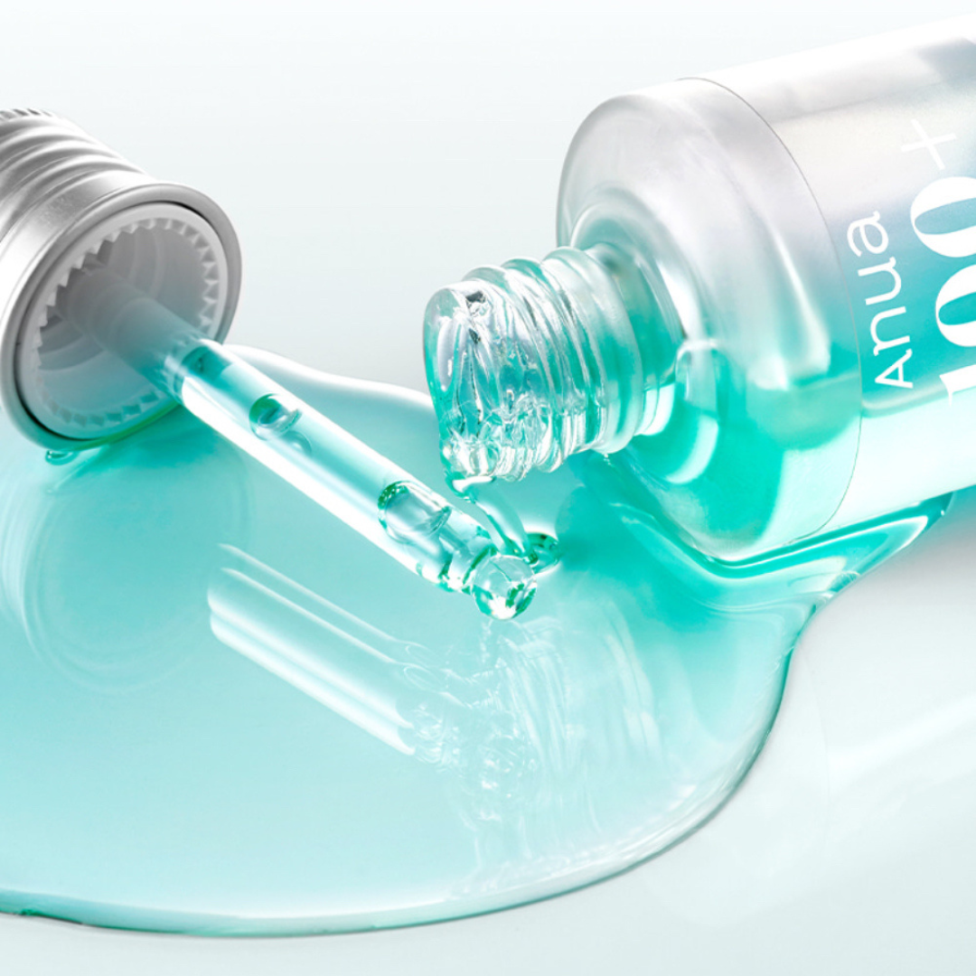 ANUA PDRN + Hyaluronic Acid Capsule 100 Serum 30ml, marque ANUA, texture liquide turquoise sur flacon, visuel produit.