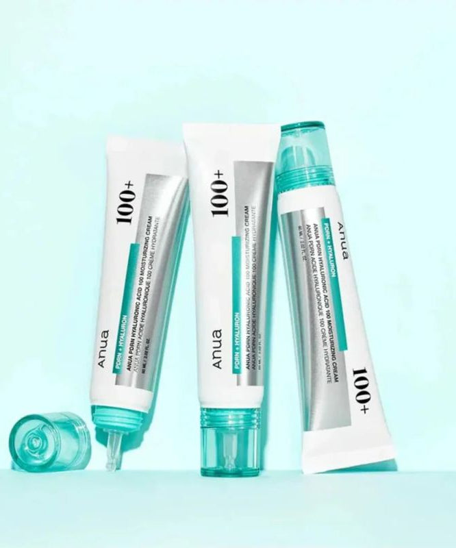 ANUA PDRN Hyaluronic Acid 100 Moisture Cream de la marque ANUA, tubes et packaging sur fond clair