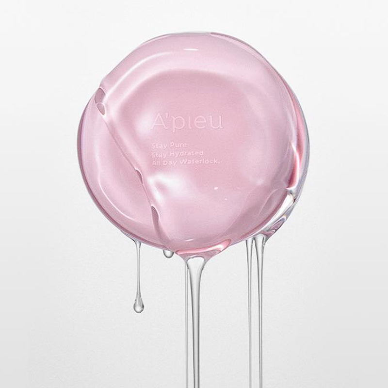 A'PIEU  Waterlock Comfort Veil Cushion 15g, flacon rose sur fond clair, gouttes et effet veil de la marque.