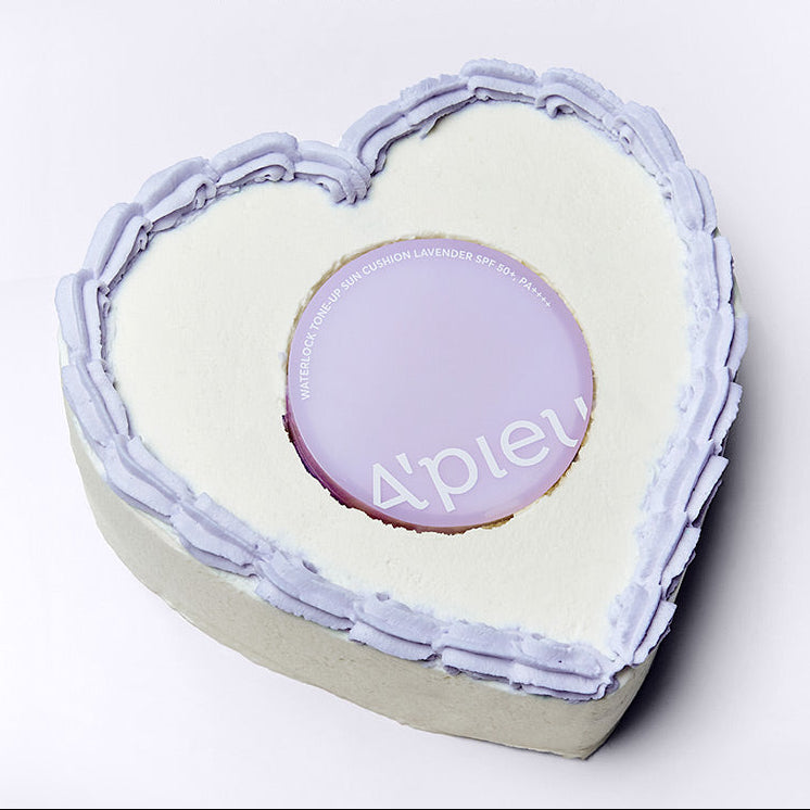 A'PIEU Waterlock Tone-Up Sun Cushion Lavender 15g, coussin crème lavande en emballage sur fond blanc, marque A'PIEU.
