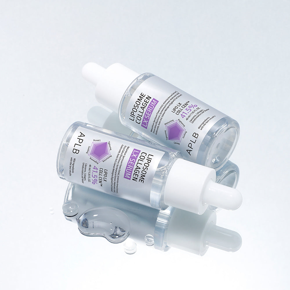 APLB Liposome Collagen LX Serum 40ml par APLB, flacon sérum sur fond clair, présentation produit cosmétique.