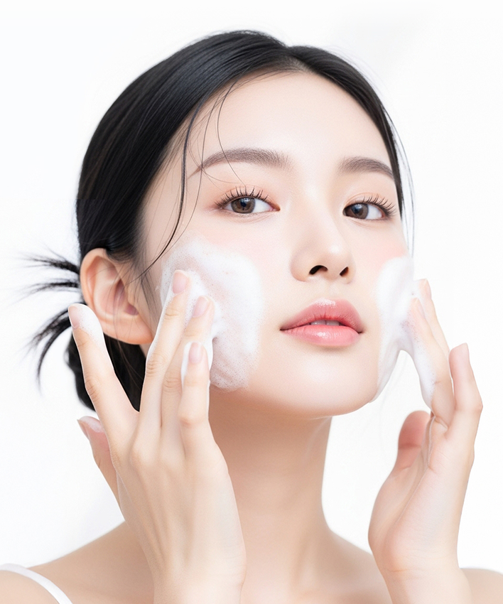 APRILSKIN Real Carrotene Acne Foam Cleanser 120ml, sur fond clair : la marque en contexte soins visage avec mousse