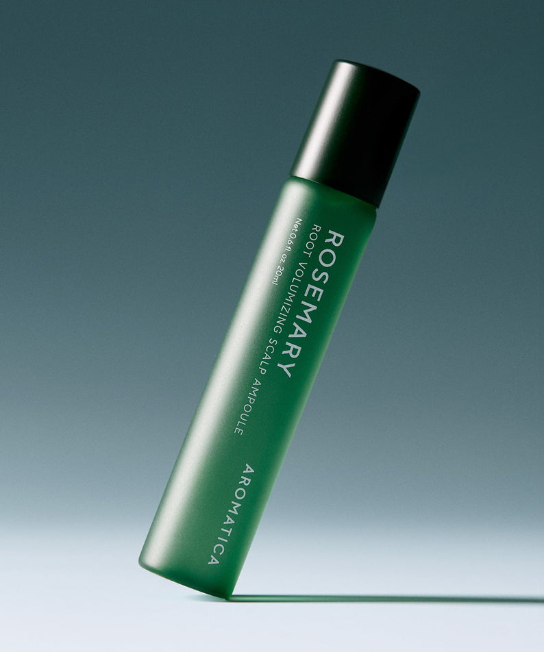 AROMATICA Rosemary Root Volumizing Scalp Ampoule 20ML, soin capillaire volumisant, flacon vert 20ML.