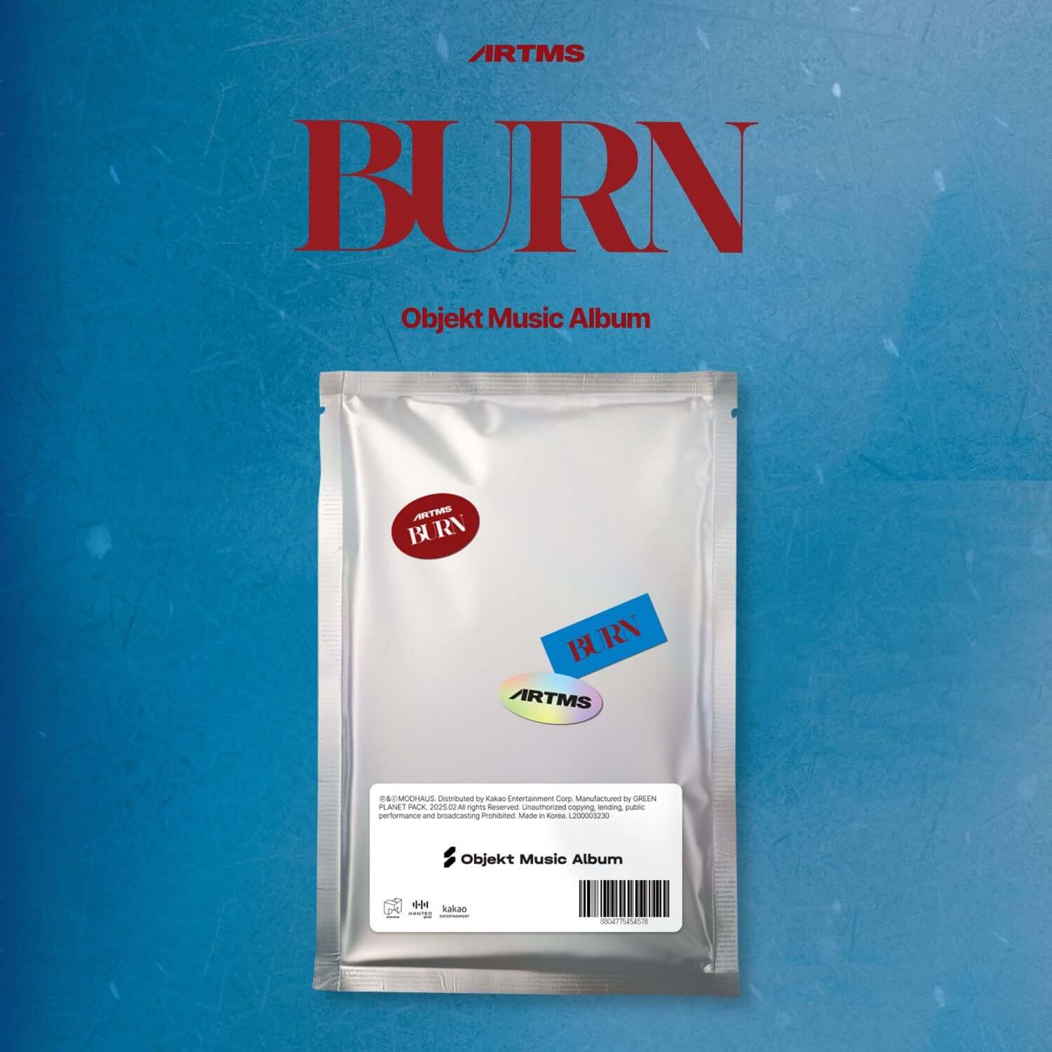 ARTMS - 1st Album [BURN] (Objekt Music Album ver.) - Album Kpop : pochette bleue, sachet vinyle Objet Music, visuel ARTMS