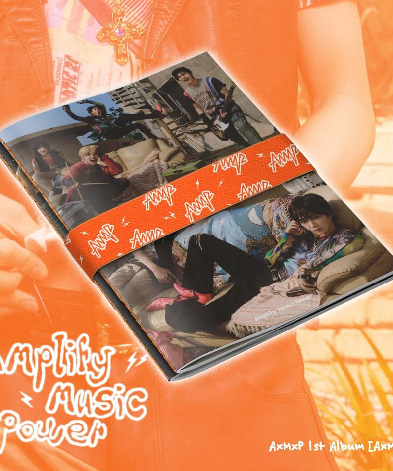 AXMXP - 1st Album [AxMxP] (A ver.) - Album Kpop : le disque AXMXP sur tissu orange, photos artistiques en couverture