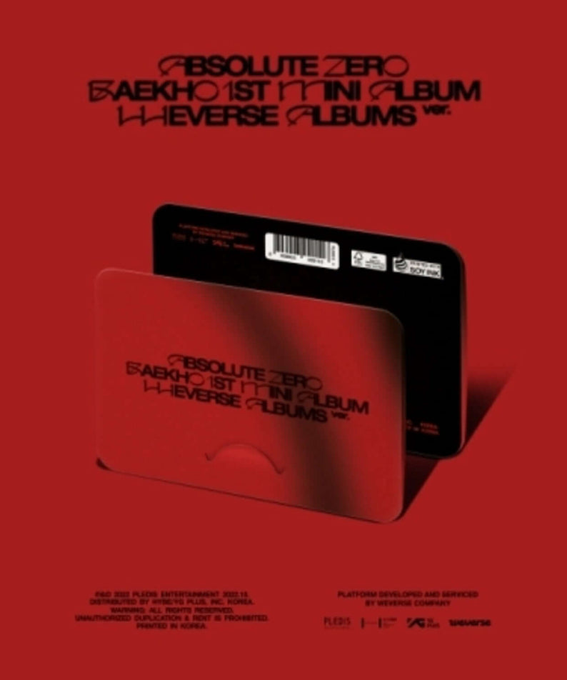 BAEKHO - BAEKHO 1st Mini Album [Absolute Zero] (Weverse Albums ver.) - Album Kpop : photo couverture sur fond rouge.
