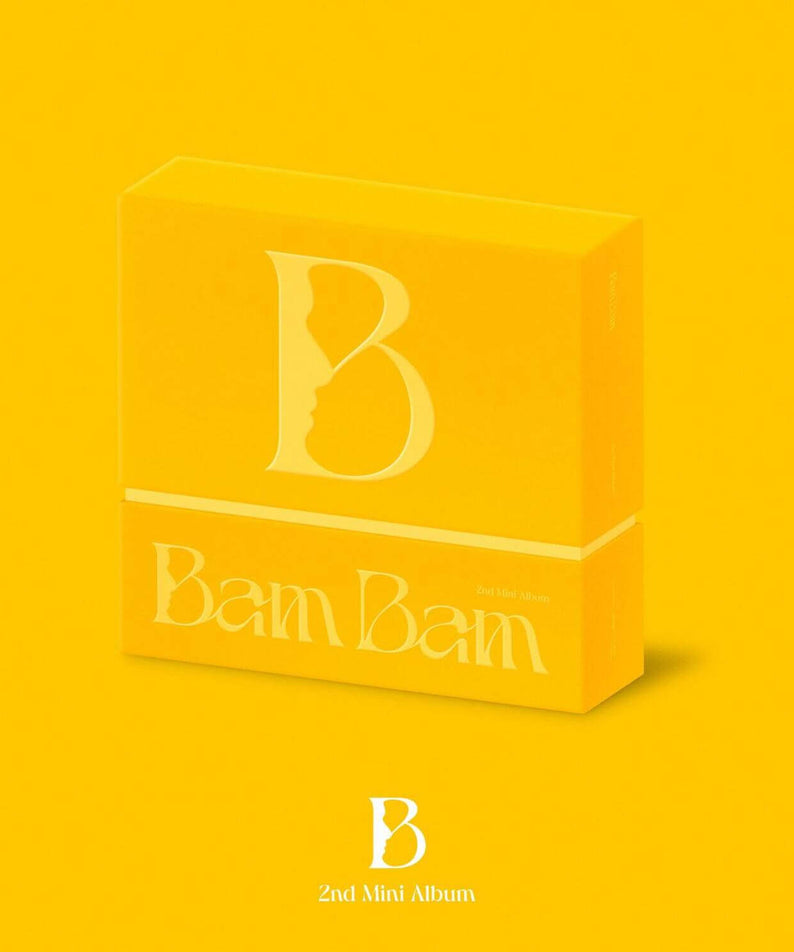 BAMBAM - 2nd Album [B] (Bam a ver.) - Album Kpop BAMBAM, visuel de l’album “B” sur fond jaune lumineux.