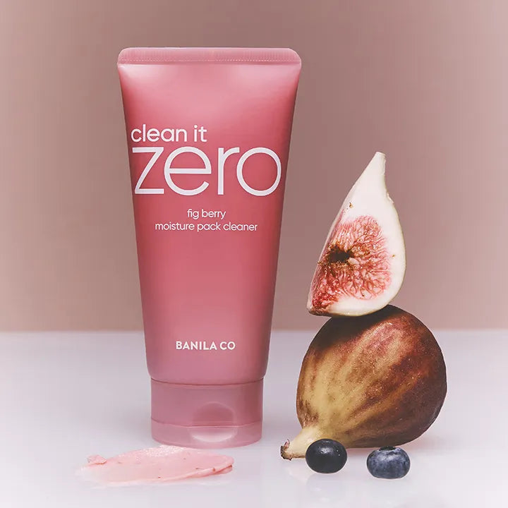 BANILA CO Clean It Zero Figberry Moisture Pack Cleanser 180g, tube rose Banila Co et figue/baies sur fond clair