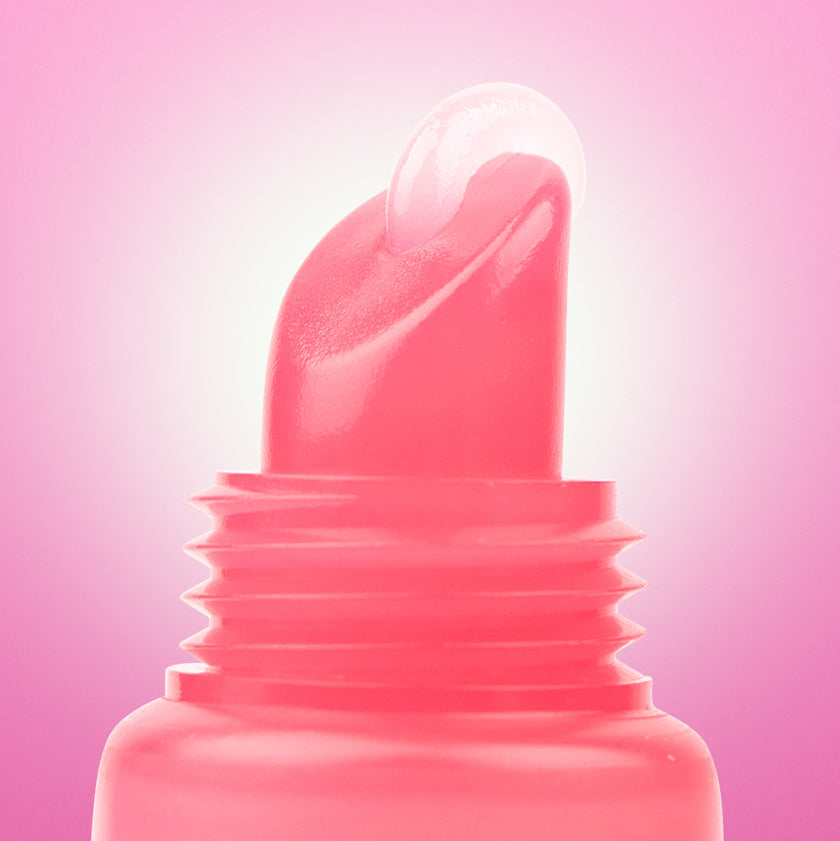 BARULAB Collagen Caffeine Tangle Lip Serum 10g : tube et embout en gros plan sur fond rose, marque BARULAB