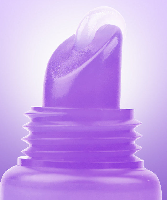 BARULAB Bakuchiol Peptide Smooth Lip Serum 10g, flacon sur fond violet, gros plan en studio, mise en valeur du produit