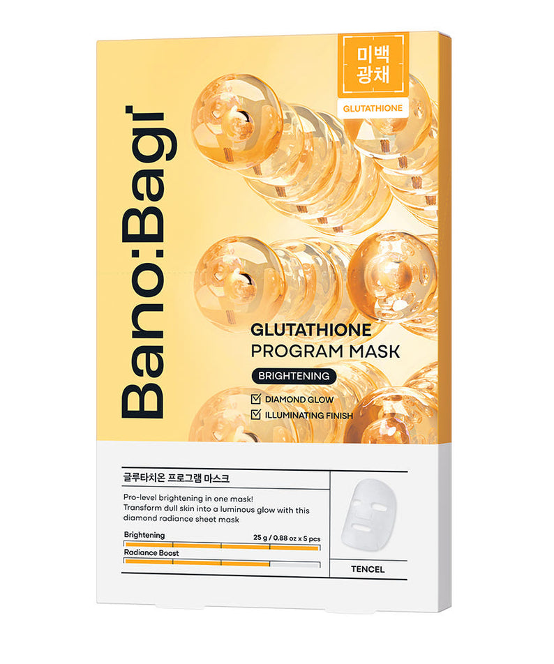 BANOBAGI White Jade Injection Mask de la marque BANOBAGI, boîte et masque lumineux, fond blanc, packshot produit
