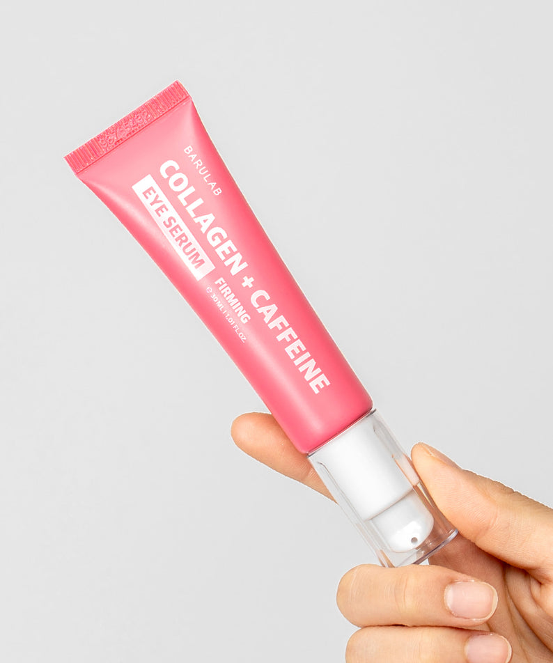 BARULAB Collagen Caffeine Elasticity Eye Serum 30ml en main, amélioration de l'élasticité et effet raffermissant pour les yeux.