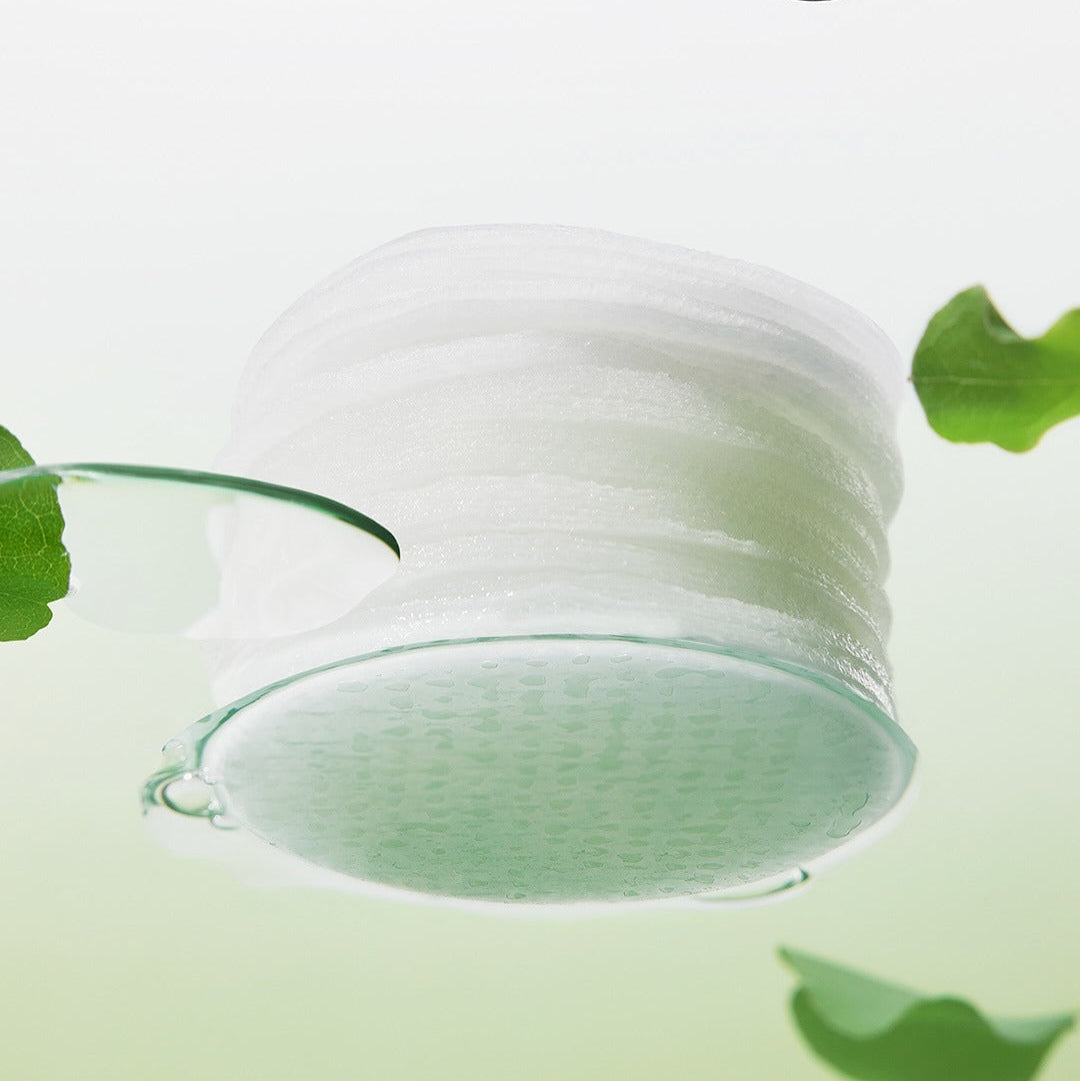 BEPLAIN Green Bean Pore Clearing Filter Pad 70 Sheets, pot avec gel vert et feuilles vertes sur fond clair, marque BEPLAIN