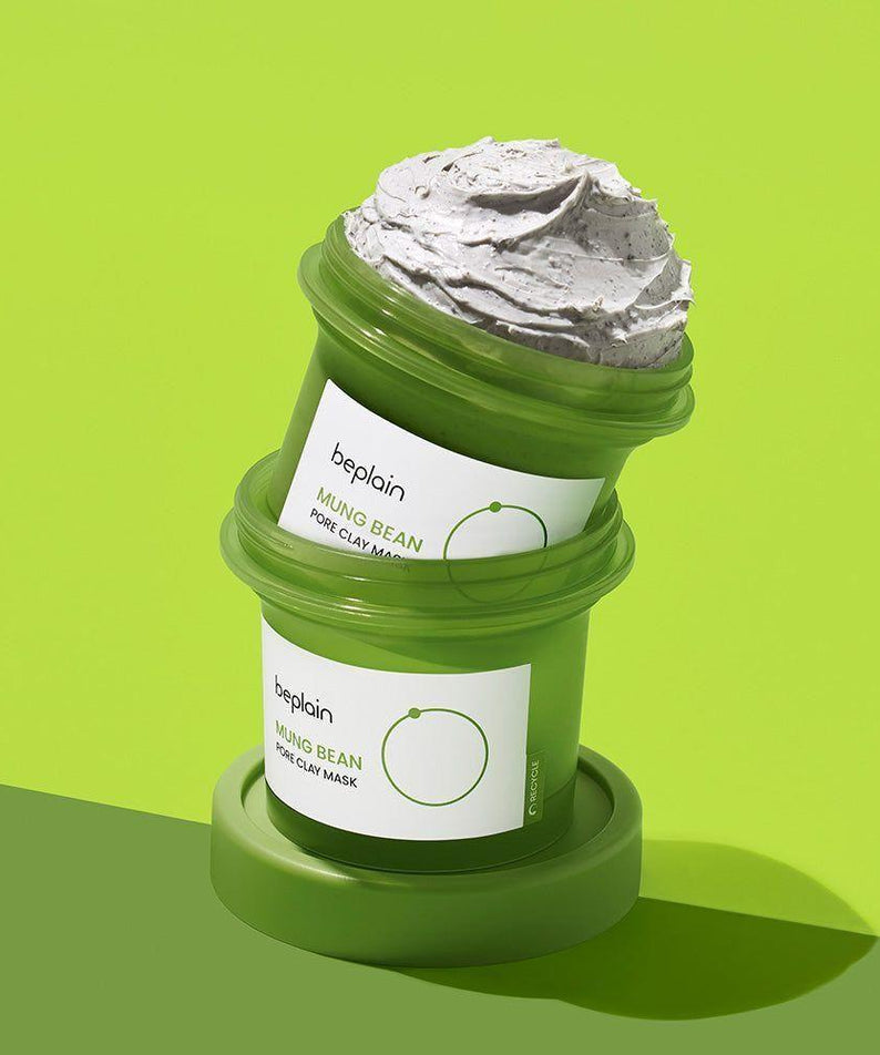 BEPLAIN Mung Bean Pore Clay Mask 120ml, masque à l’argile mung bean de la marque beplain sur fond vert