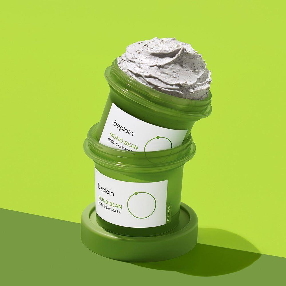 BEPLAIN Mung Bean Pore Clay Mask 120ml, masque à l’argile mung bean de la marque beplain sur fond vert
