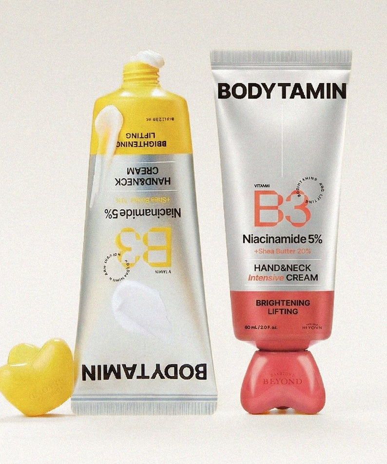 BEYOND Bodytamin B3 Hand&Neck Cream 60ml de BEYOND, sur fond clair, produits B3 pour mains et cou.