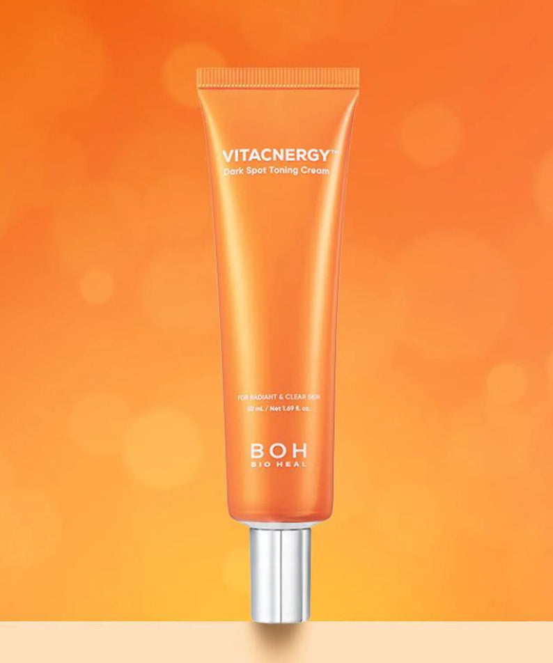 BIO HEAL BOH Vita Synergy Freckle Toning Cream 50ml sur fond orange.