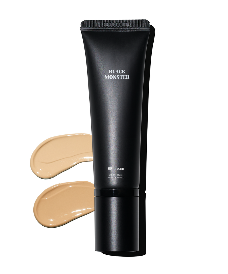 BLACK MONSTER Monster BB Cream 45ml, tube noir et touches de teinte beige sur fond clair, produit maquillage.