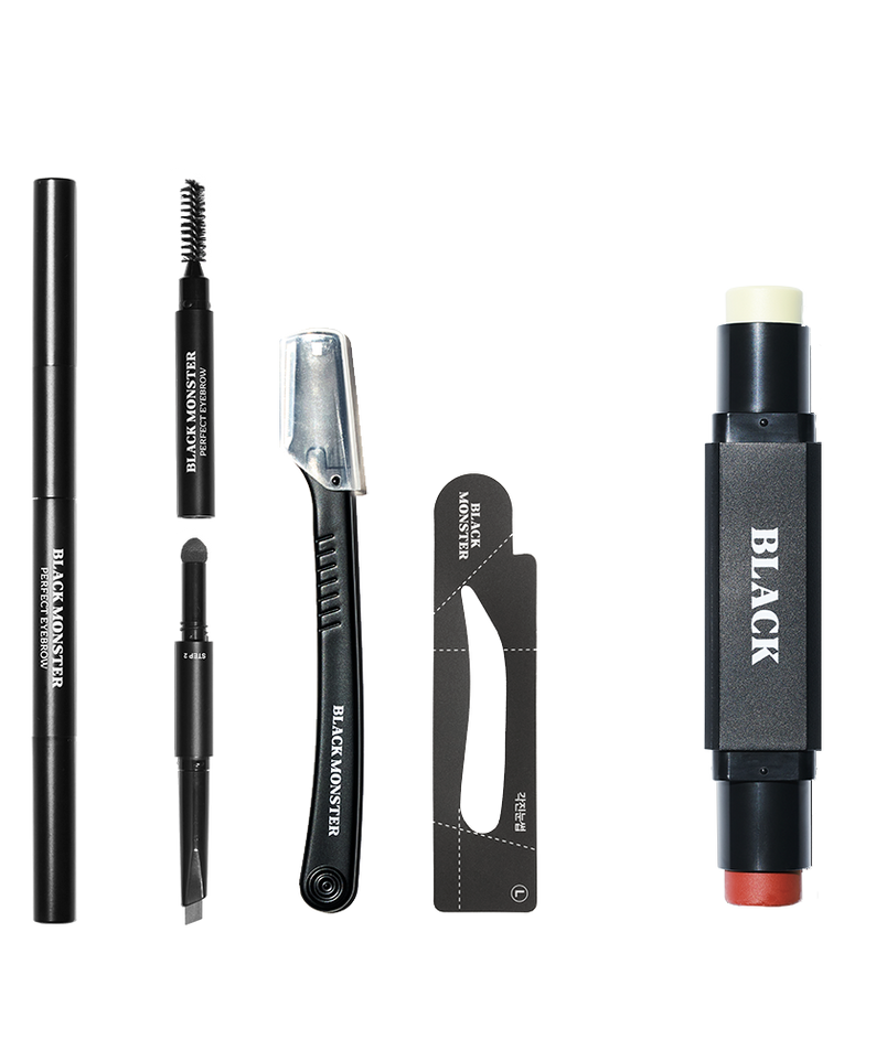 BLACK MONSTER Solo Escape Item par BLACK MONSTER : kit d’escape en noir, accessoires sur fond noir, vue produit.