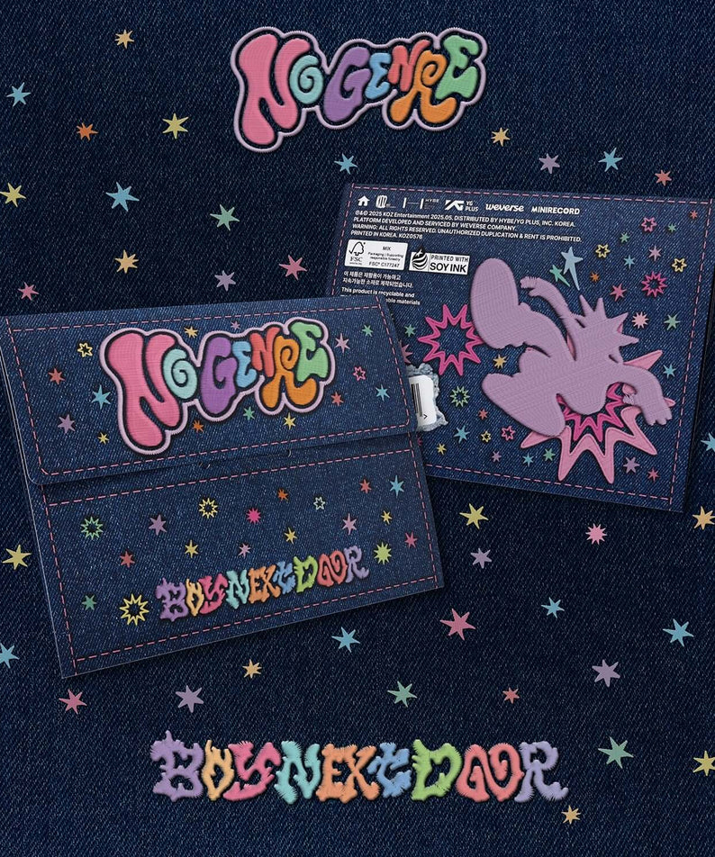 BOYNEXTDOOR - [No Genre] (Weverse Albums ver.) - Album Kpop sur tissu denim étoilé, visuel Weverse Albums et pochettes