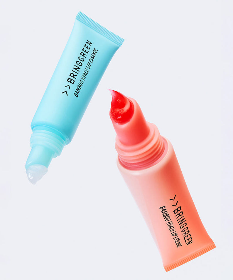 BRINGGREEN Bamboo Hyalu Lip Essence de la marque BRINGGREEN, tubes bleu et rouge sur fond clair