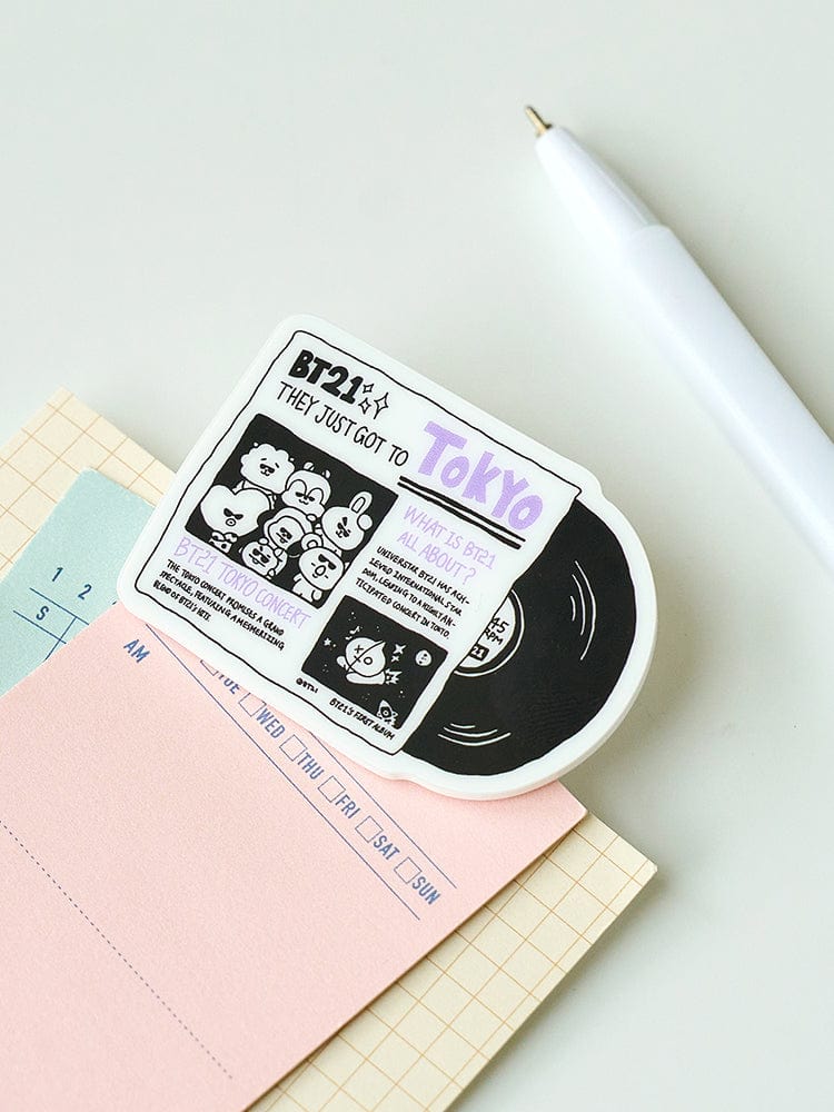 BT21 ACRYLIC MAGNETIC CLIP TOKYO CITY EDITION : pince acrylique BT21 LINE FRIENDS sur bloc-notes, style Tokyo.
