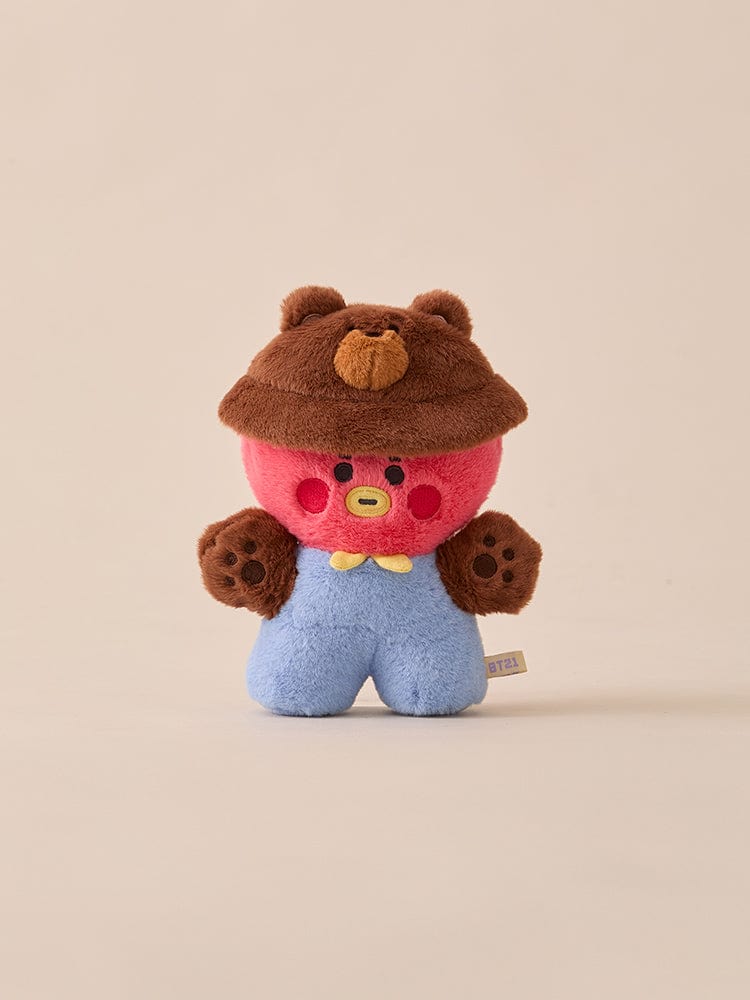 BT21 BABY COSTUME PLUSH CLOSET - BEAR FLUFFY : peluche bébé ours de la marque BT21, sur fond beige