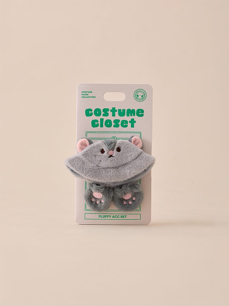 BT21 BABY COSTUME PLUSH CLOSET - FLYING SQUIRREL FLUFFY, peluche bébé volant, sur emballage, fond beige, LINE FRIENDS