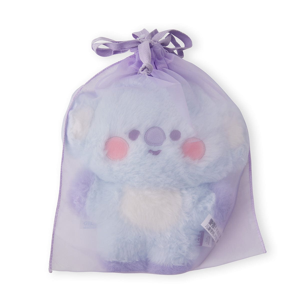 BT21 BABY KOYA FLAT FUR STANDING DOLL PURPLE HEART EDITION peluche KOYA koala violette dans son pochon violet
